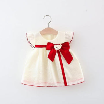 Baby Girl Bear Bow Ruffled Dress