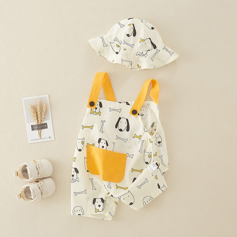 Baby Dog Bone Overalls with Hat