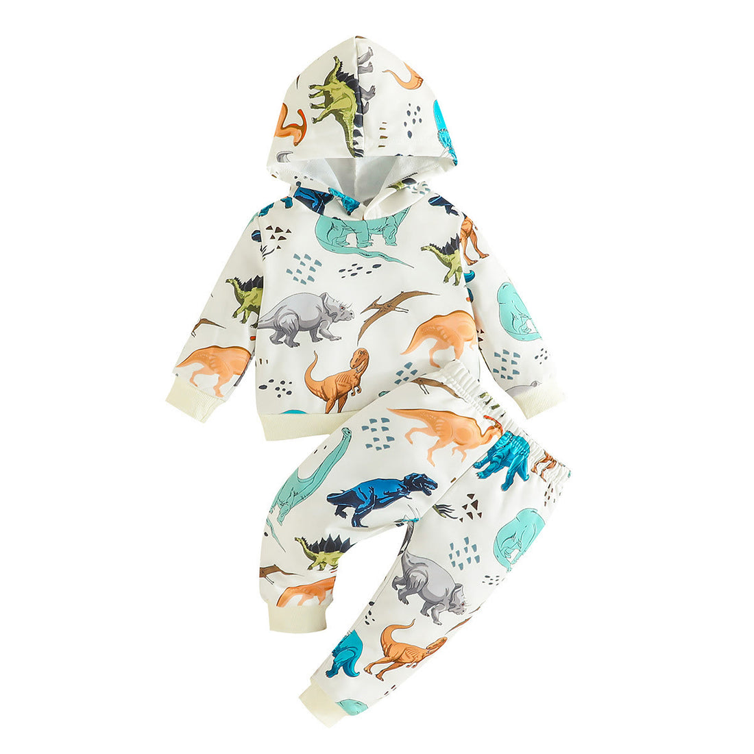 Baby Boy Multicolor Dino Hooded Set