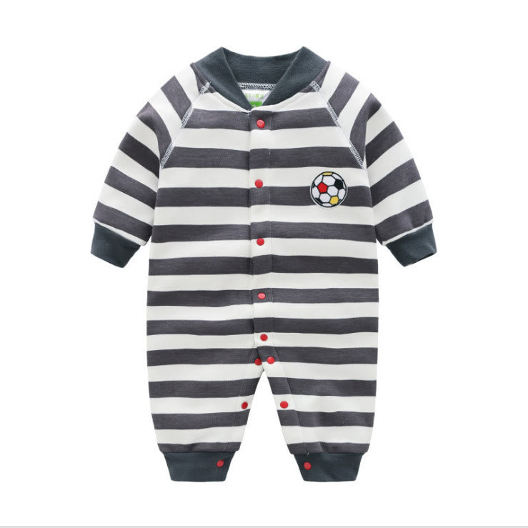 Baby Boy Football Striped Romper