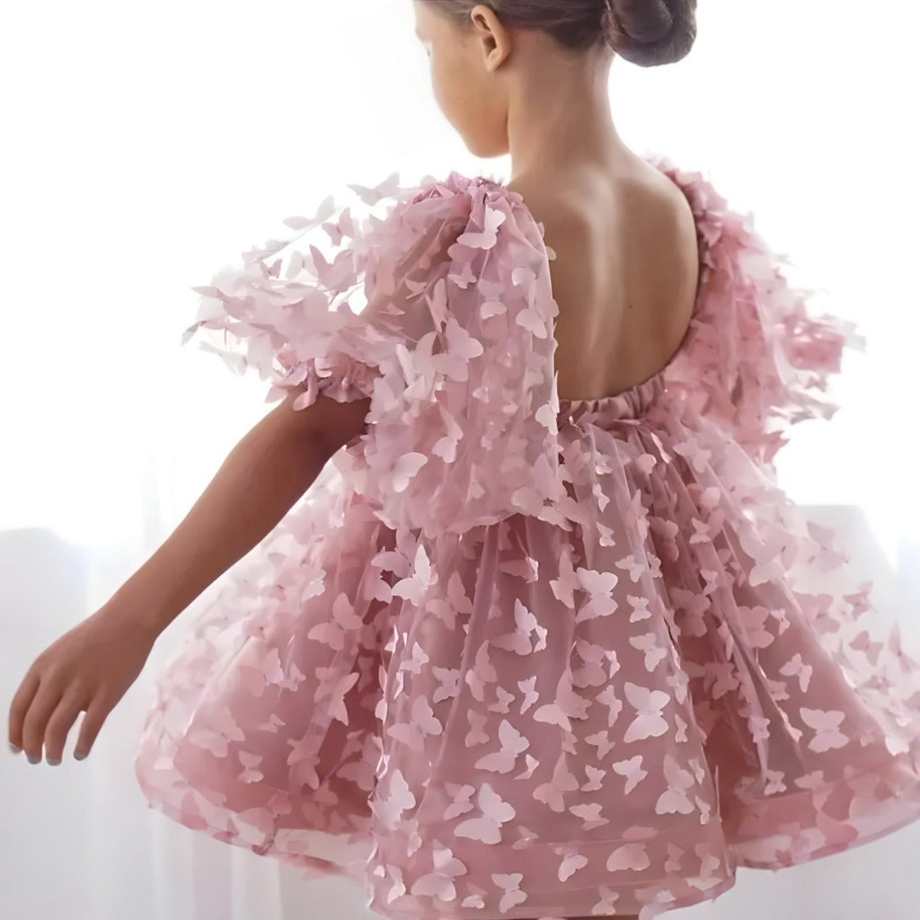 Flower Girl Dress with Butterfly Accents