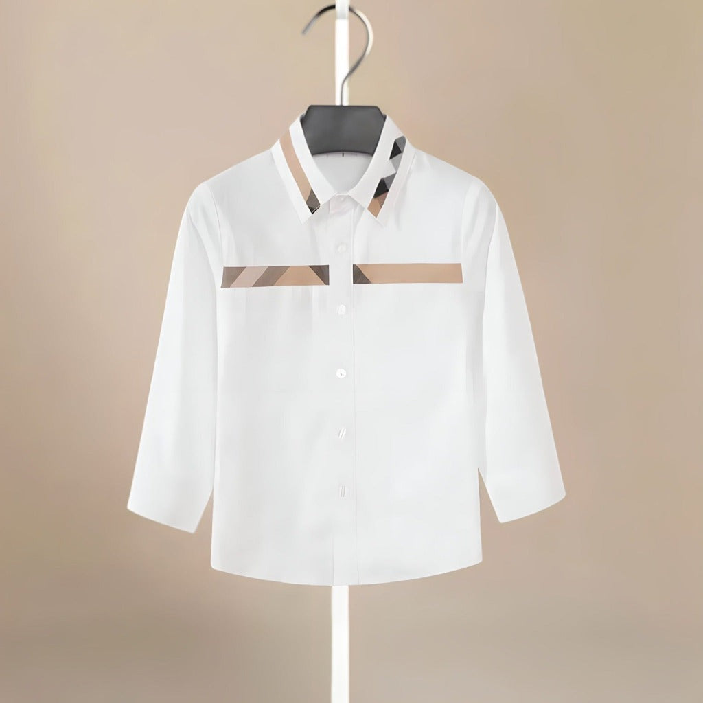 Boys' Long Sleeve Cotton Shirt in White