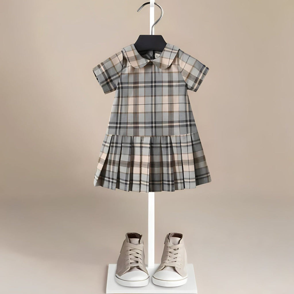 Retro Plaid Khaki Children's Dress