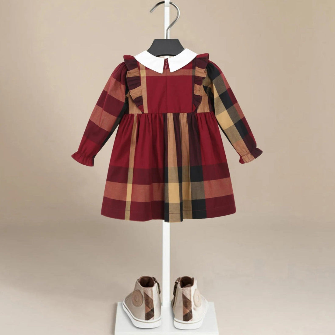 Sophia Plaid Burgundy Dress