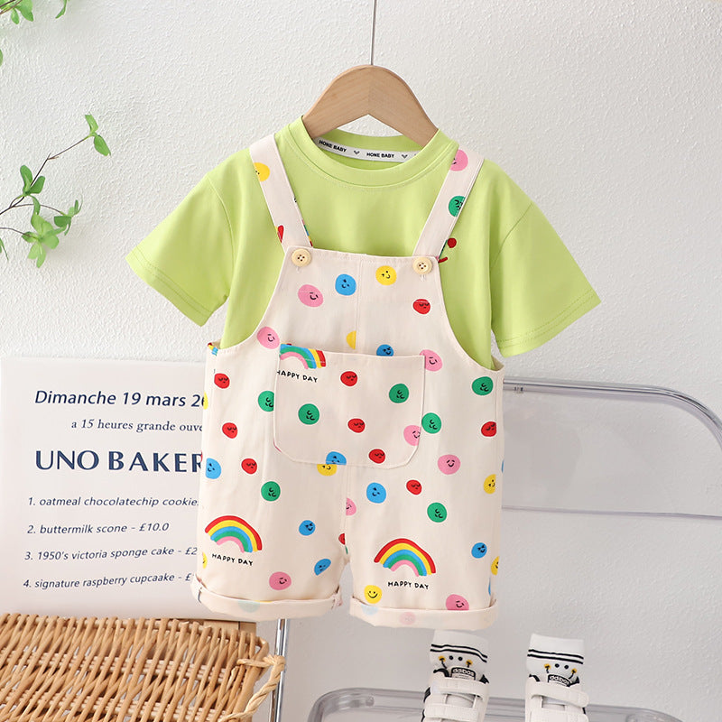 Baby Graffiti Colorful Smile Lovely Overalls with free T-shirt