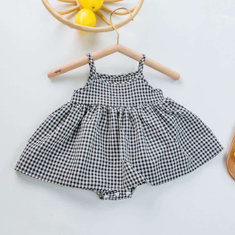 Baby Plaid Skirted Suspender Bodysuit