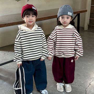 Toddler Simple Striped Hoodie