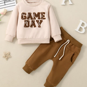 GAME DAY Baby Slogan Sweatsuit Set