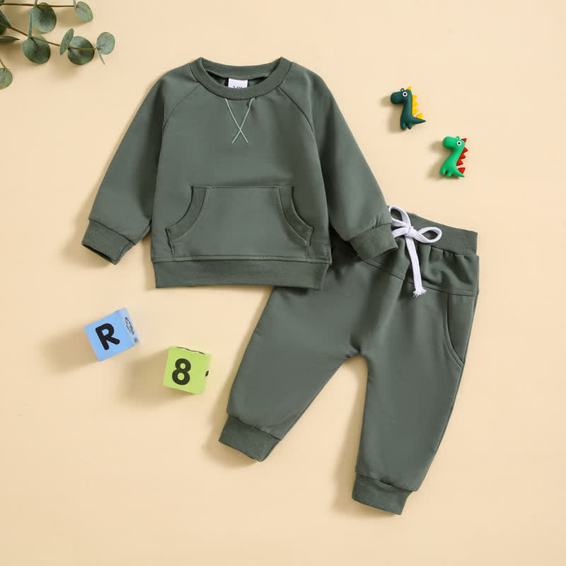 Baby 2-Piece Solid Color Casual Sweatsuit Set