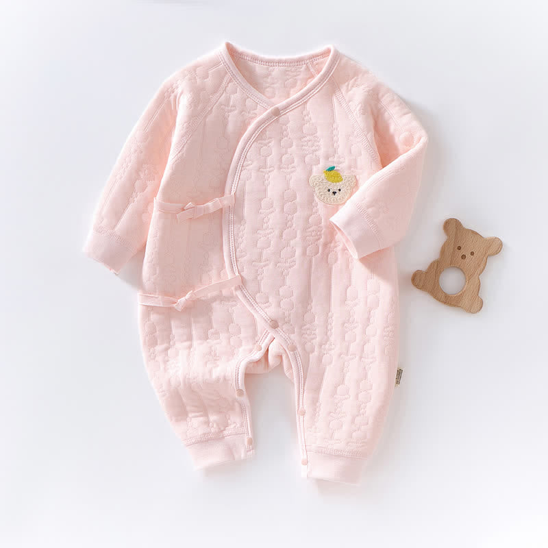 Baby Quilted Lemon Bear Kimono Romper