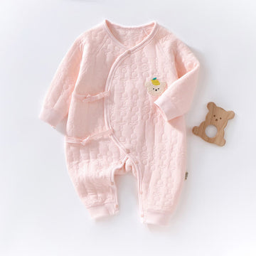 Baby Quilted Lemon Bear Kimono Romper