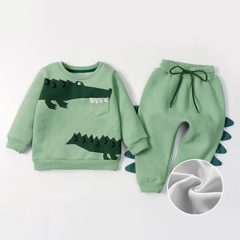 Toddler 2-Piece Crocodile Green Sweatsuit Set