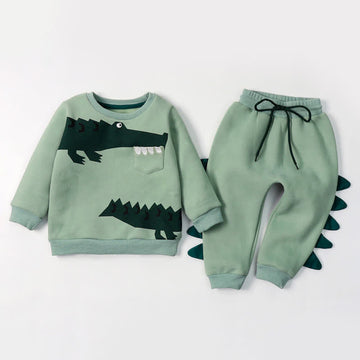 Toddler 2-Piece Crocodile Green Sweatsuit Set