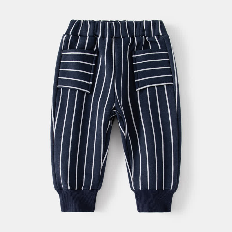 Toddler Vertical Striped Fleece Lined Jogger Pants