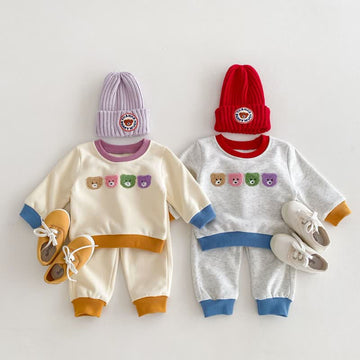 Baby 2-Piece Embroidered Colorful Bear Set