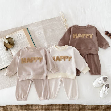 HAPPY Baby 2-Piece Embroidered Waffle Set