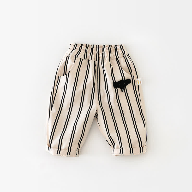 Baby Vertical Striped Elephant Casual Pants