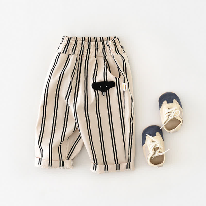 Baby Vertical Striped Elephant Casual Pants