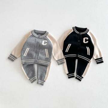 C Baby 2-Piece Knitted Baseball Sweatsuit Set