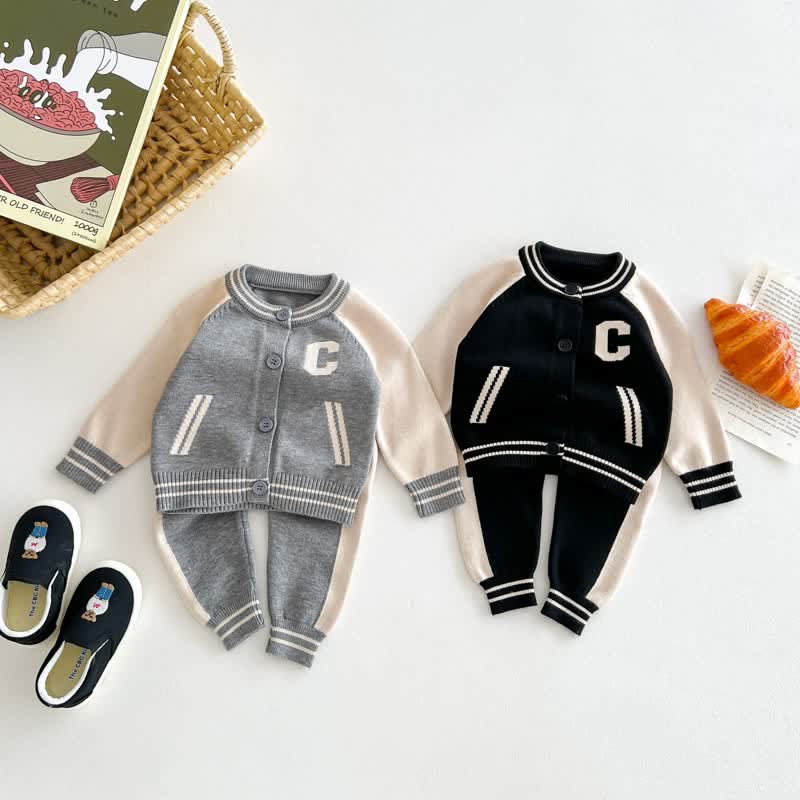 C Baby 2-Piece Knitted Baseball Sweatsuit Set