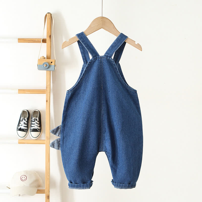 Baby Dinosaur Denim Pocket Blue Overalls