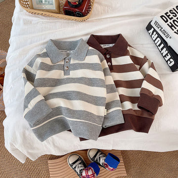 Toddler Polo Striped Casual Sweatshirt