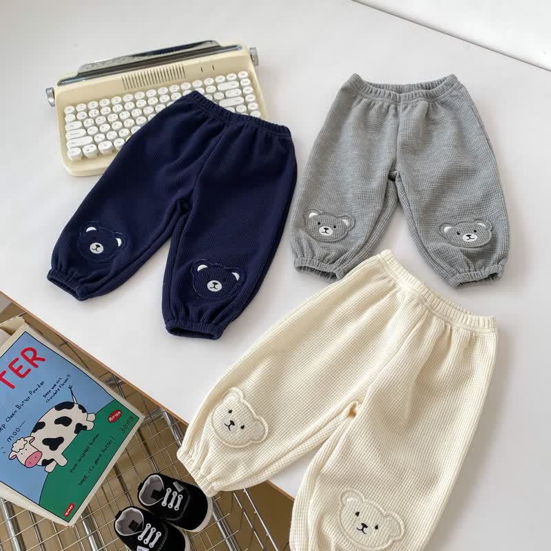 Baby Toddler Bear Waffle Jogger Pants