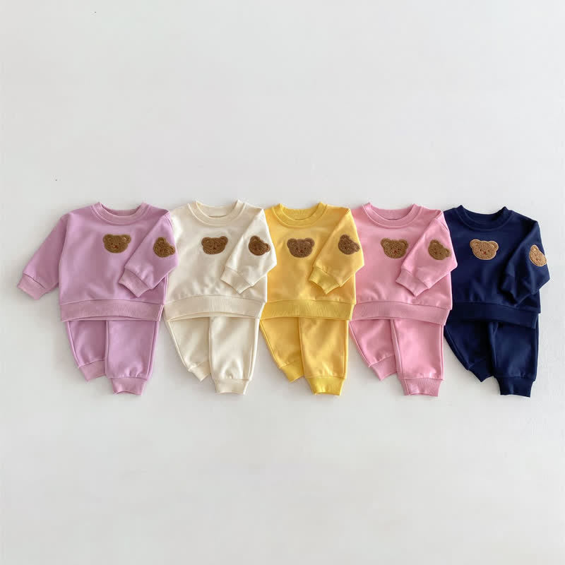 Baby 2-Piece Embroidered Bear Simple Set