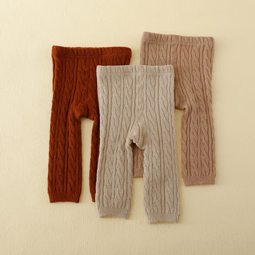 Baby Knitted Solid Color Simple Leggings