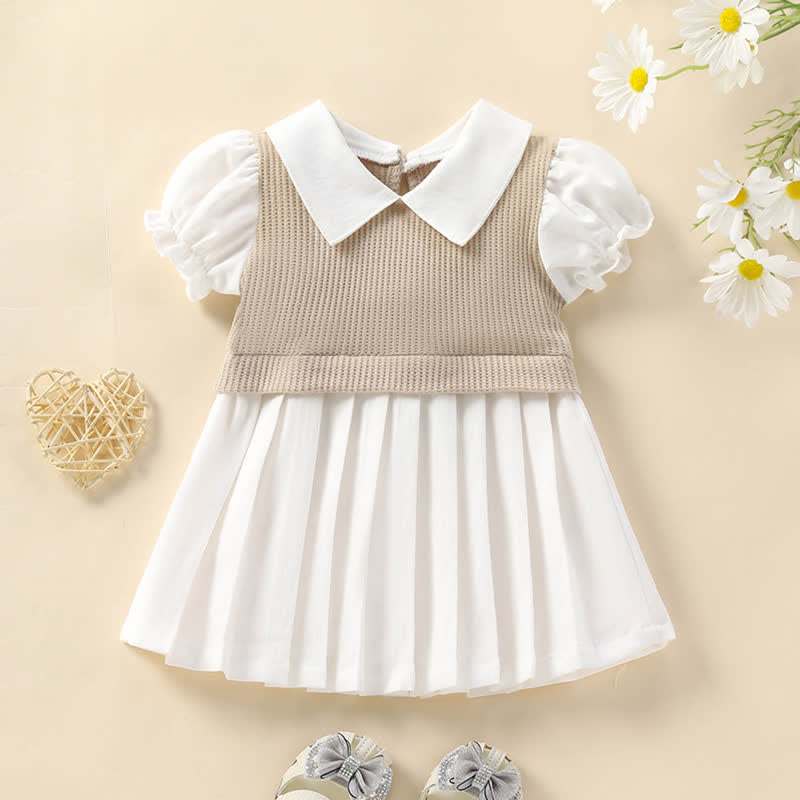 Baby Puff Sleeves Fake 2pcs Dress