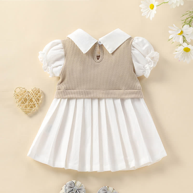 Baby Puff Sleeves Fake 2pcs Dress