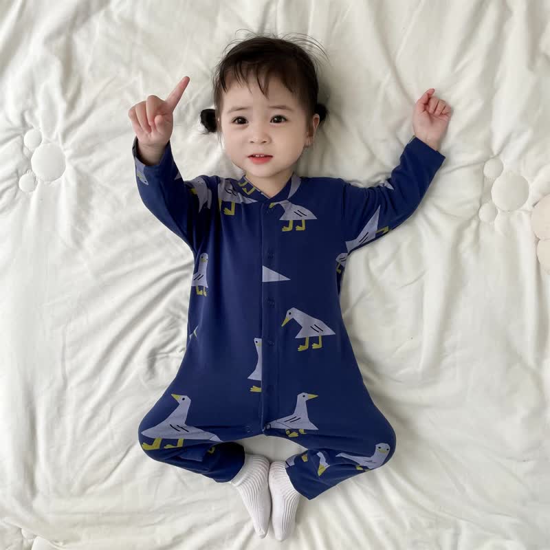 Baby Lovely Duck Pajamas Blue Romper