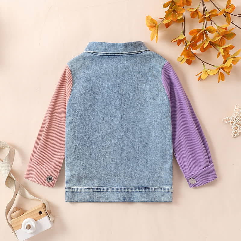 Toddler Girl Contrast Sleeves Denim Coat