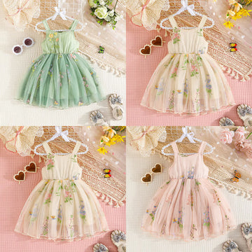 Baby Tulle Embroidered Flower Bow Dress