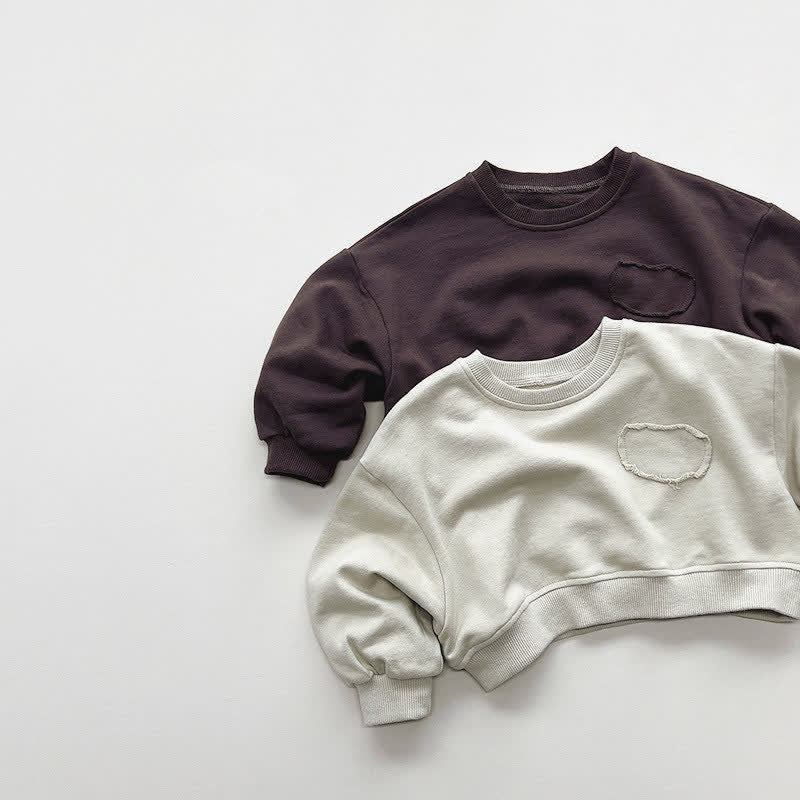 Toddler Solid Color Simple Short Sweatshirt