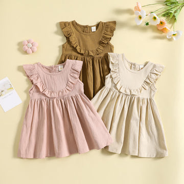 Baby Girl Solid Color Sleeveless Dress