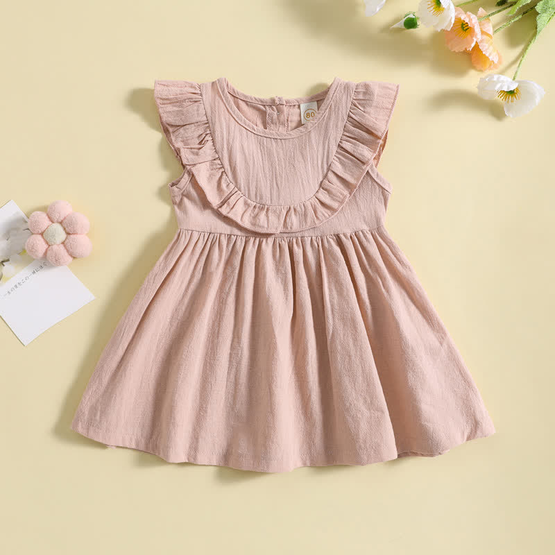 Baby Girl Solid Color Sleeveless Dress