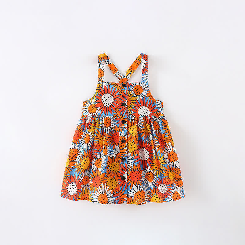 Toddler Girl Retro Flower Slip Dress