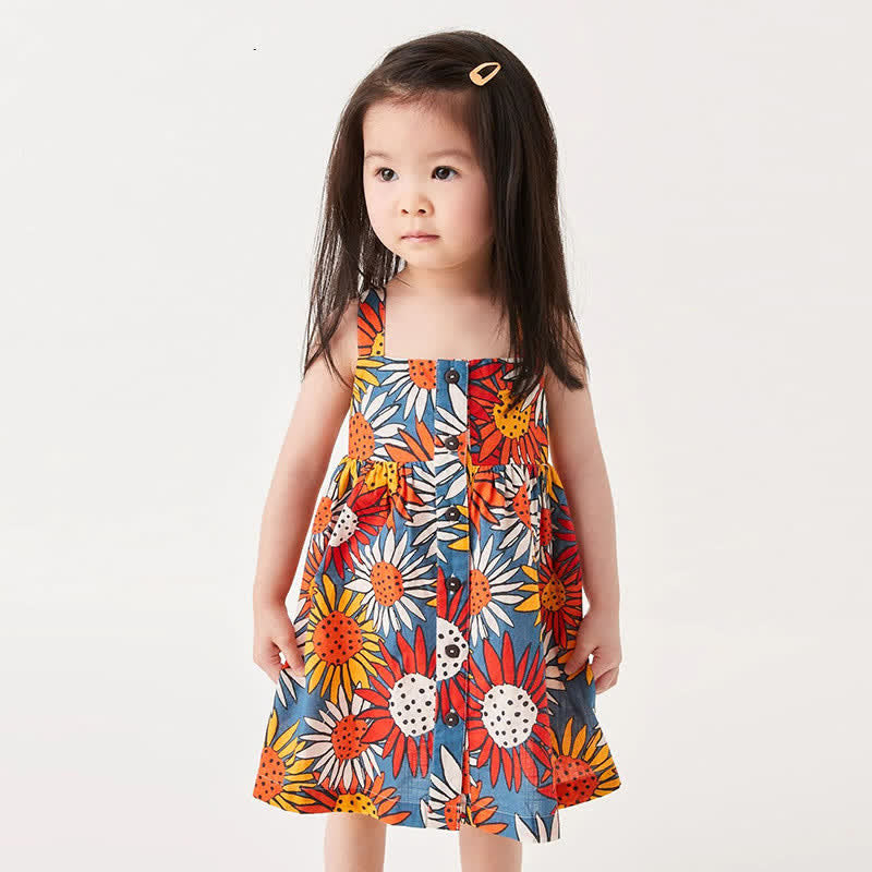 Toddler Girl Retro Flower Slip Dress