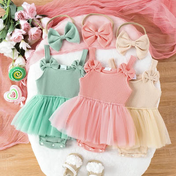 Baby Bows Bodysuit with Headband