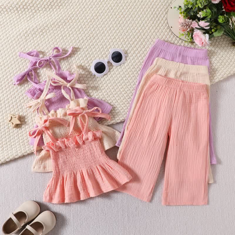 Baby Girl 2-Piece Solid Color Suspenders Set