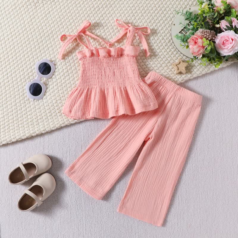 Baby Girl 2-Piece Solid Color Suspenders Set