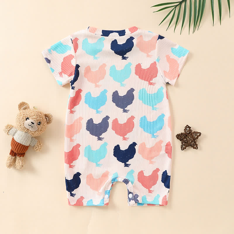 Baby Multicolor Chicken Ribbed Romper