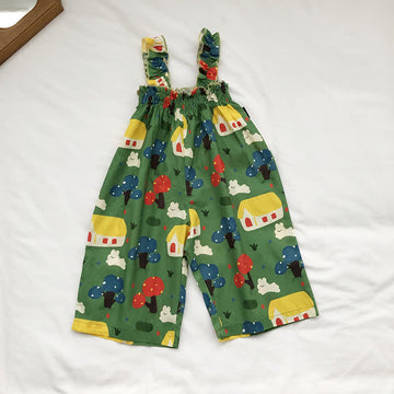 Toddler Bunny House Colorful Overalls