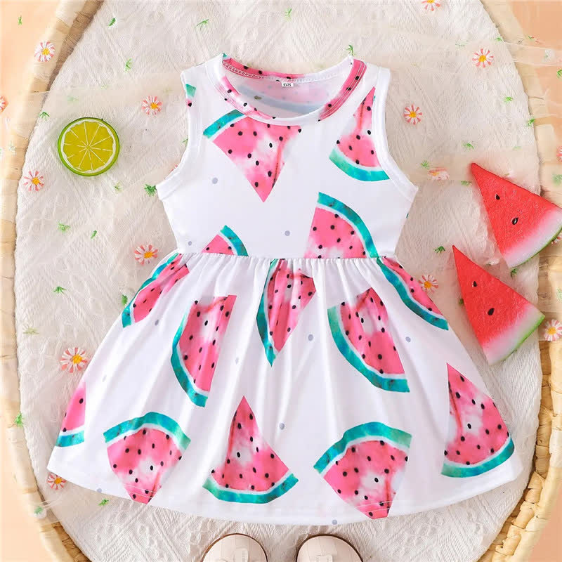 Baby Watermelon Sleeveless White Dress