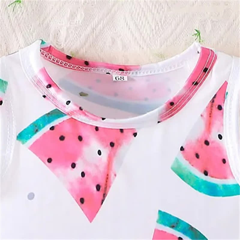 Baby Watermelon Sleeveless White Dress