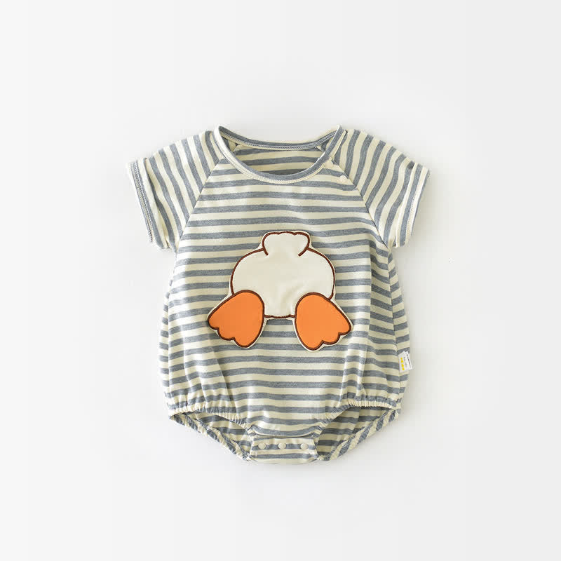 Baby Duck Patch Grey Striped Bodysuit