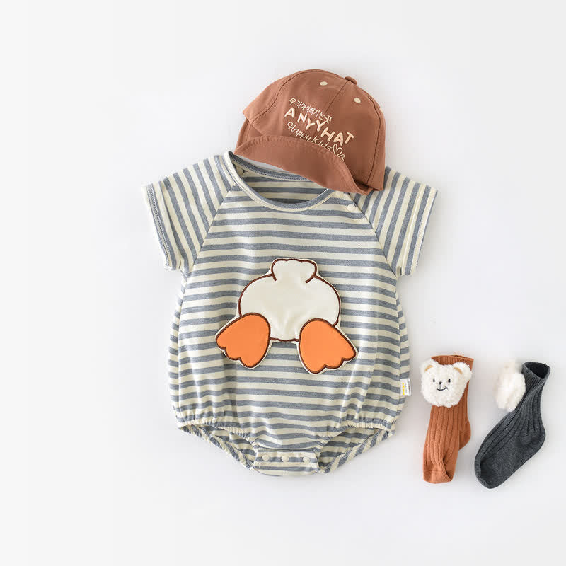 Baby Duck Patch Grey Striped Bodysuit