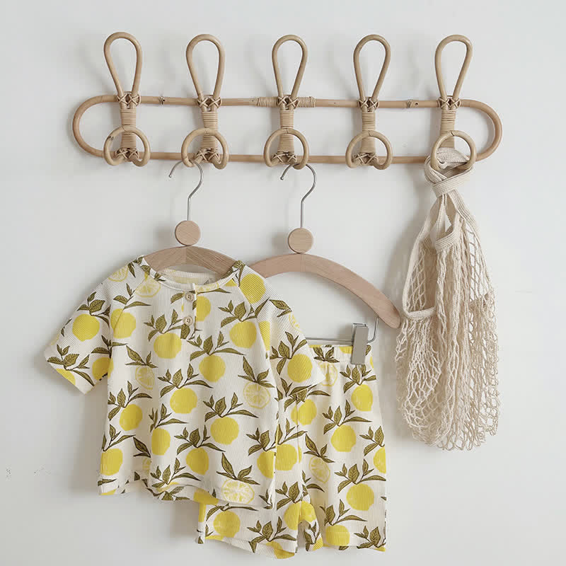 Toddler 2-Piece Lemon Waffle Pajamas Set