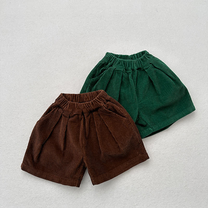 Toddler Solid Color Corduroy Retro Shorts